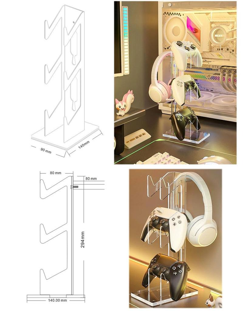 Bombinate Controller Stand Stylish Storage Controller Holder Game Console Storage Rack Game Rack (Transparent Base)