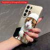 2DFlat Samsung phone case Cat in White Cap Holding Beads Phone Case Applicable to Galaxy S22 S23 S24 S25ULTRA S26 A12 A13 A14 A15 A16