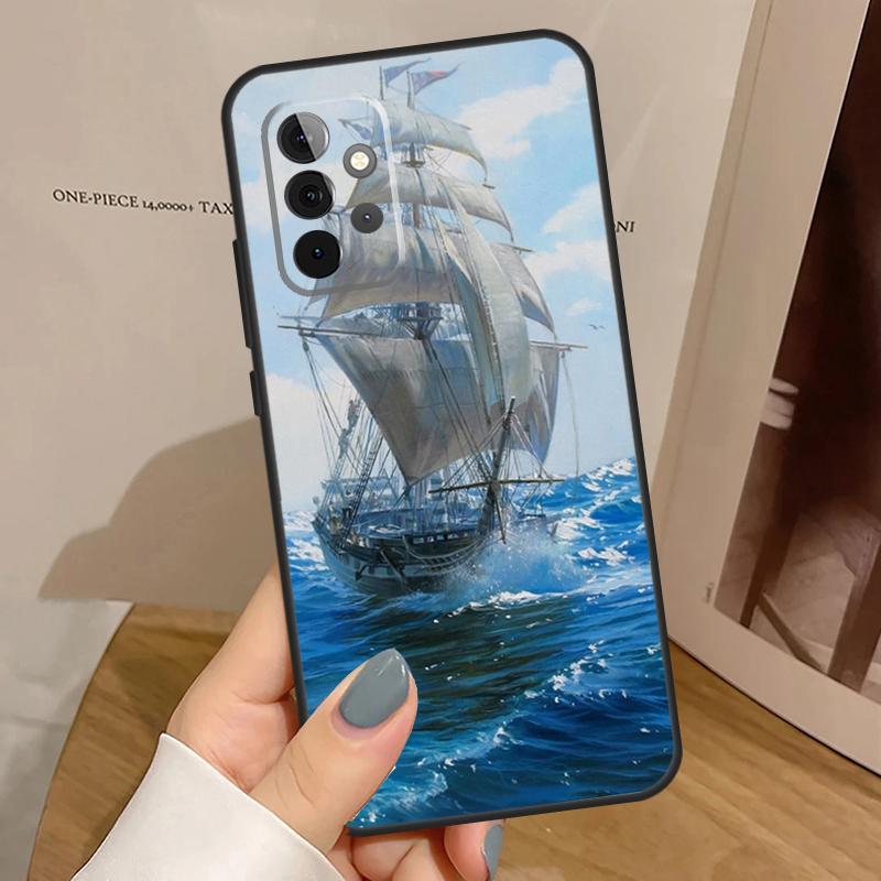 Sailing Pirate Ship Boat Case For Samsung Galaxy A56 A36 A16 A06 A13 A33 A53 A52 A32 A12 A54 A34 A14 A35 A55 A17 A15