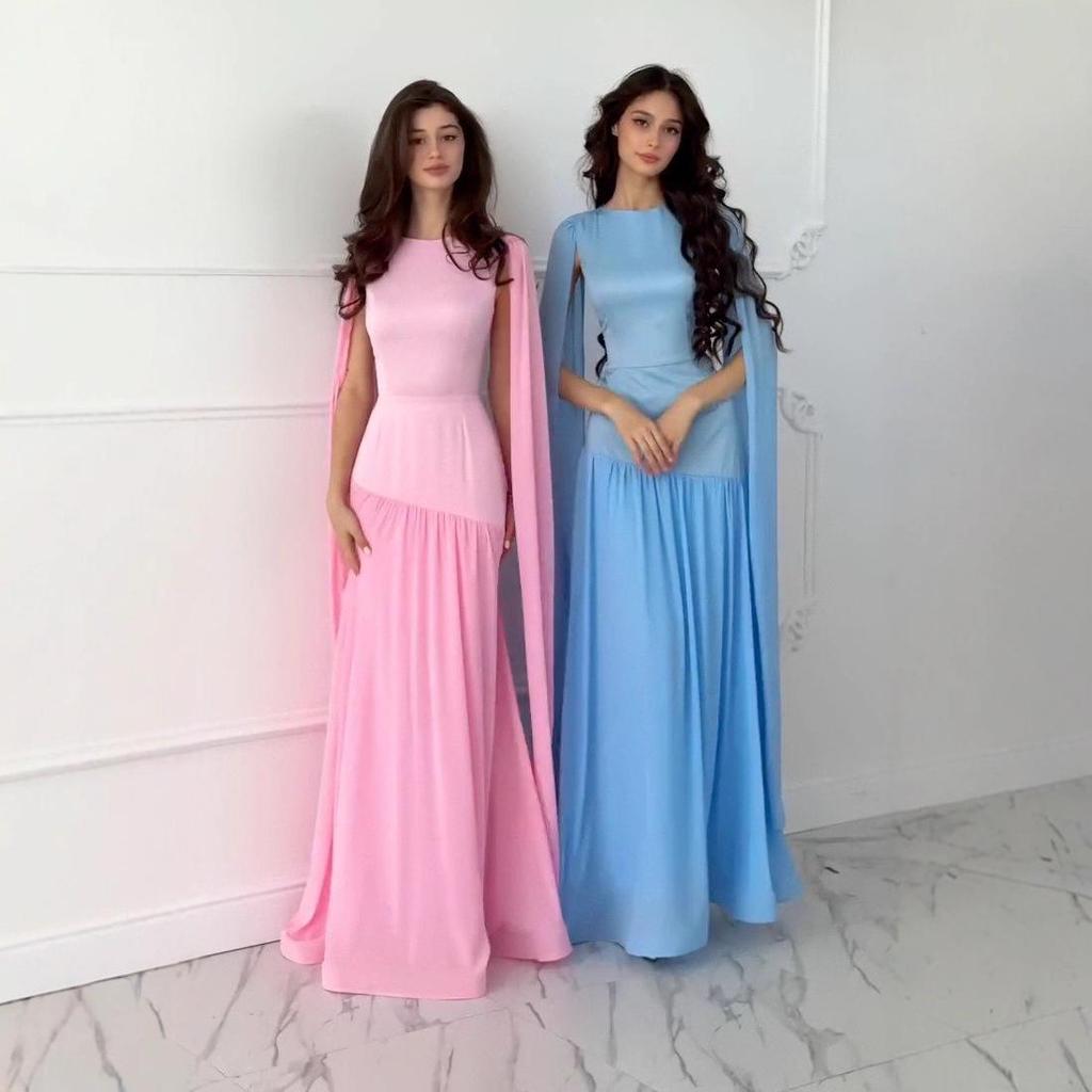 2025 Summer European & American Cape Sleeve Tie-up Slimming Dress