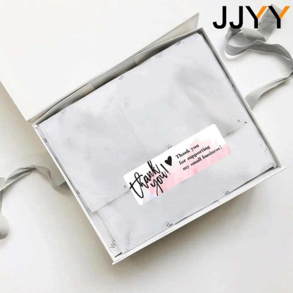 120PCS Roll Pink Floral Thank You Stickers Gift Box Sealing Labels Long Adhesive Decals Scrapbooking Decorative Paper