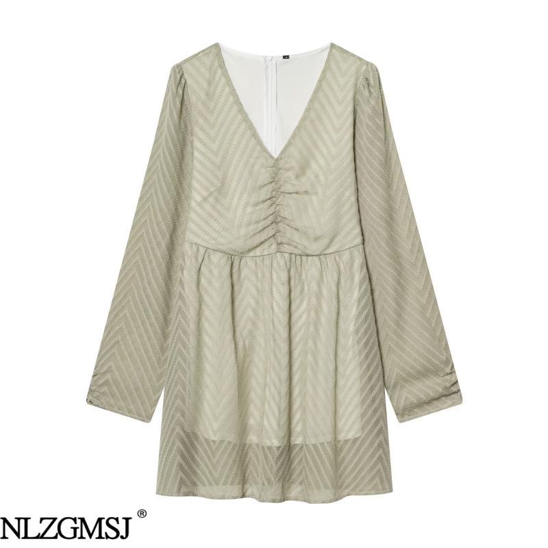 

2026 Spring European & American Style Loose Slimming Long Sleeve Dress M