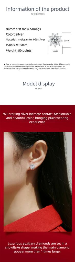 0.5ct Moissanite Earrings for Women Lab Grown Diamond Ear Studs 925 Silver Fine Jewelry Gift