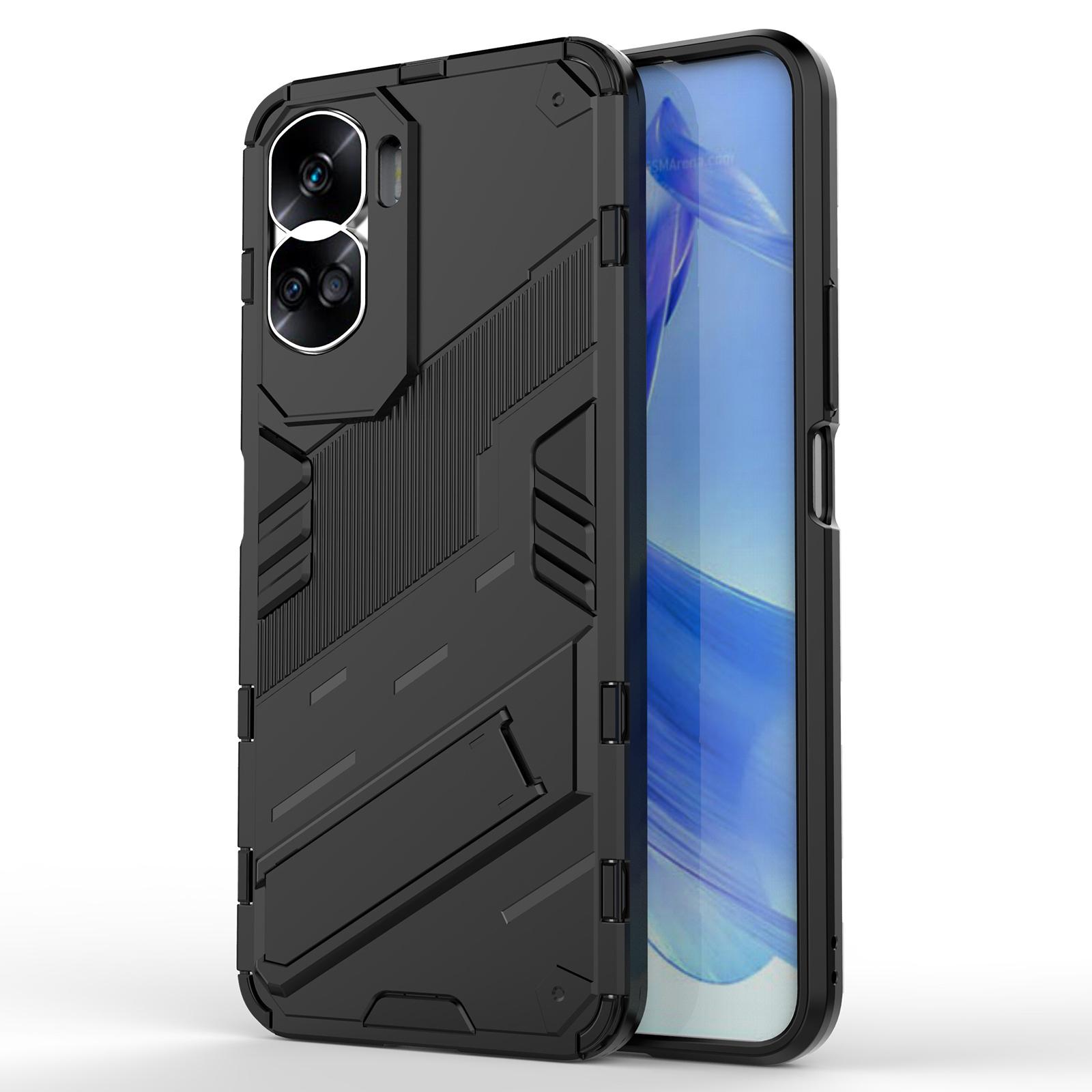 

For Honor 90 Lite 5G/X50i 5G Drop Protection Phone Case Kickstand PC+TPU Back Cover Black
