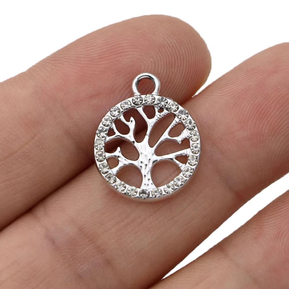 10Pcs Silver Plated Crystal Tree Of Life Charm Pendant For Jewelry Making Earrings Bracelet Necklace Accessories Diy Findings