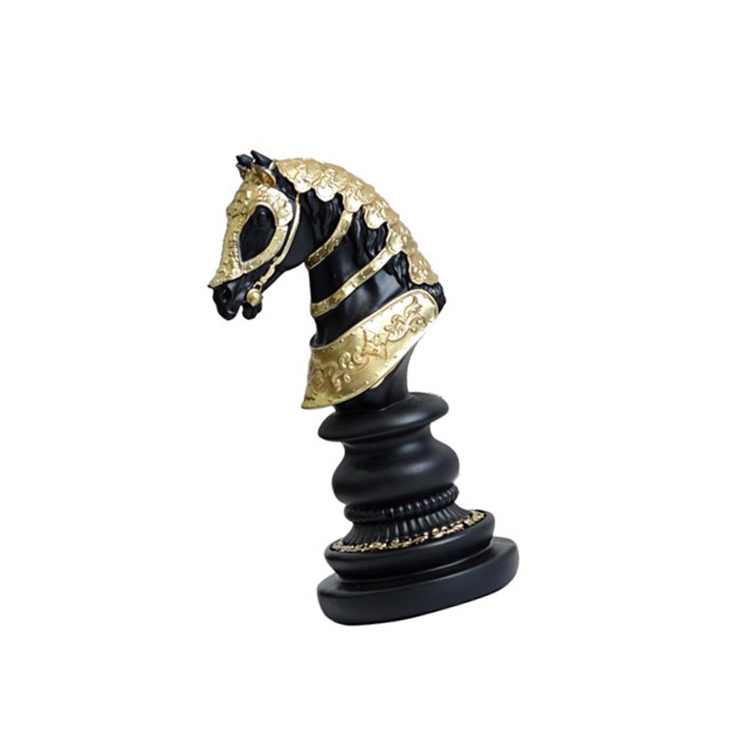 Elegant Schackstaty Drottning/Kung/Häst Dekorativ Resin Skulptur i Svart/Vitt för Hemkontor och Studierumsdekoration