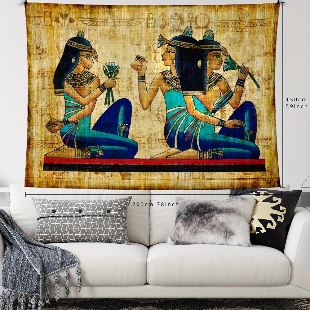 VIKAMA Ancient Egyptian Papyrus Painting Tapestry Retro Pharaoh Maid Totem Mysterious Exotic Style Living Room Decoration