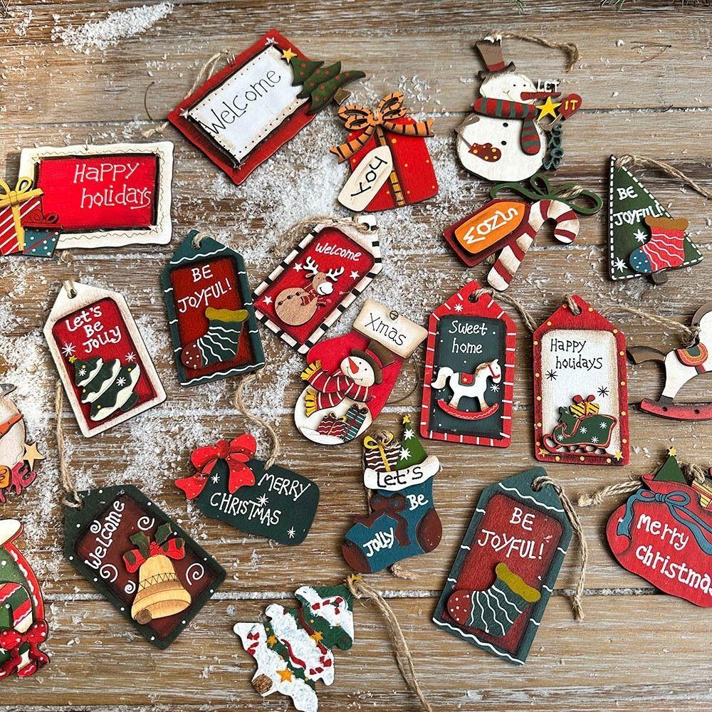 Socks Painted Elderly People Pendants Wooden Christmas Decorations Christmas Trees Pendants  Party