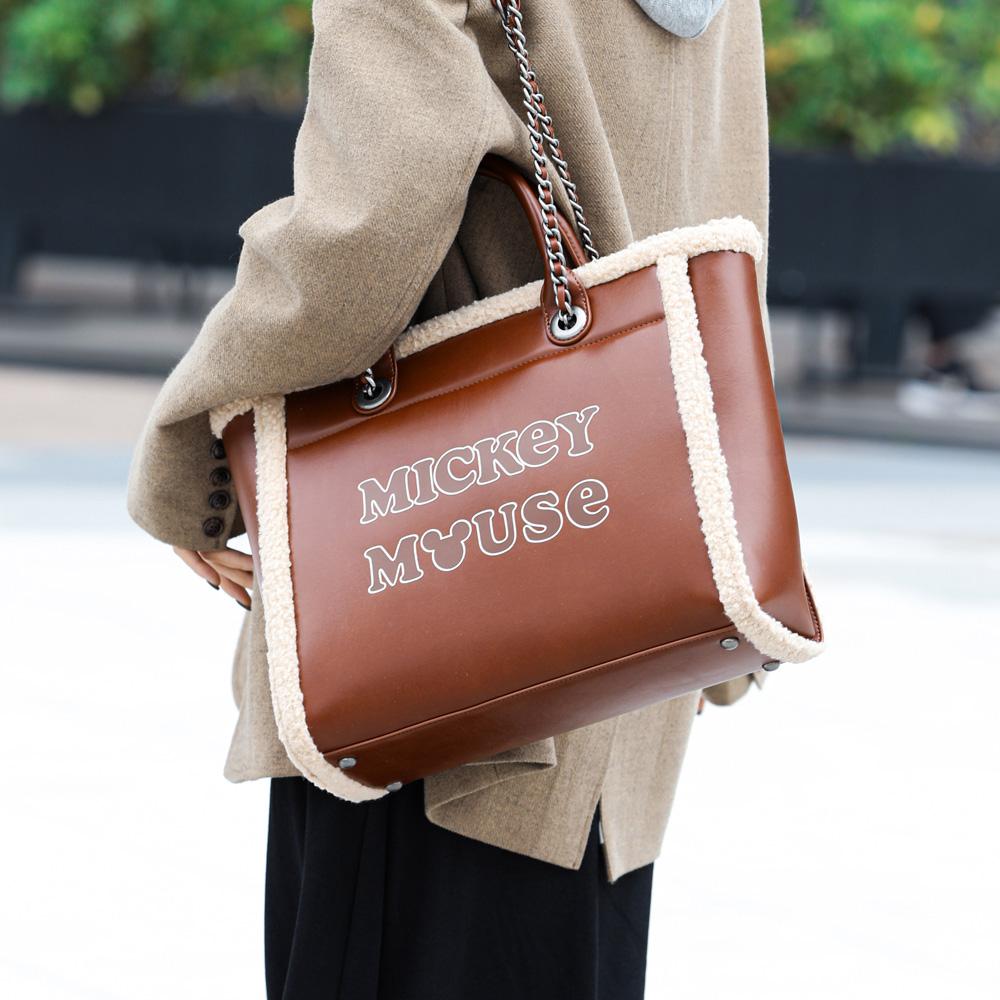 New Disney Mickey Series PU Shoulder Bag, Handbag Regular Women's Brown BMK-72148K