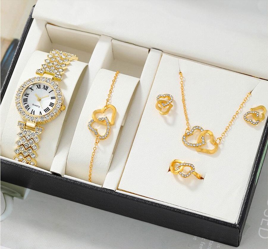 

Набор женских кварцевых часов из 5 предметов с универсальными стальными браслетами и дизайном «Бабочка с бриллиантами»