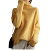 Womens High Neck Knit Sweater Solid Color Rhombus Warm Thick Long Sleeve Pullover