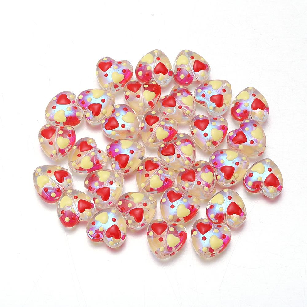 5pcs Heart Glass Beads Colorful Hand Painted Lampwork Loose Beads for Jewelry Making DIY Necklace Bracelets Earrings Accessories