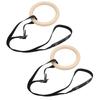1 Pair Wooden Gymnastic Rings with Adjustable Buckle Straps 330lbs Capacity Pull Up Exercise Rings for Home Gym Workout