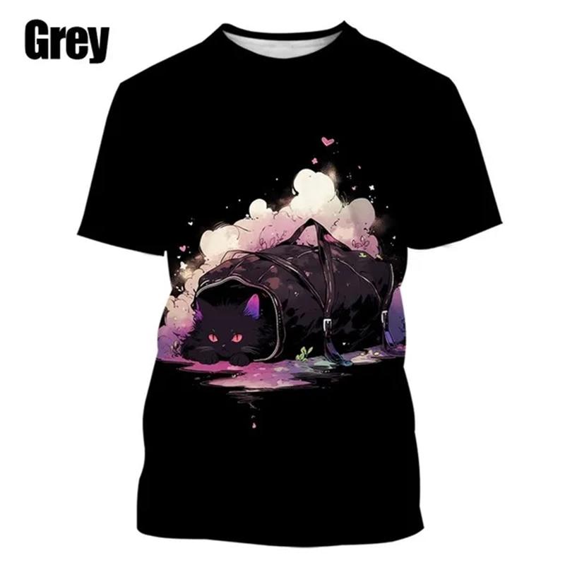 New Fashion Cute Animal 3D Printed Cat T-Shirt Casual Street Summer Short Sleeve O Neck Streetwear Baggy Tops Men Women Tees