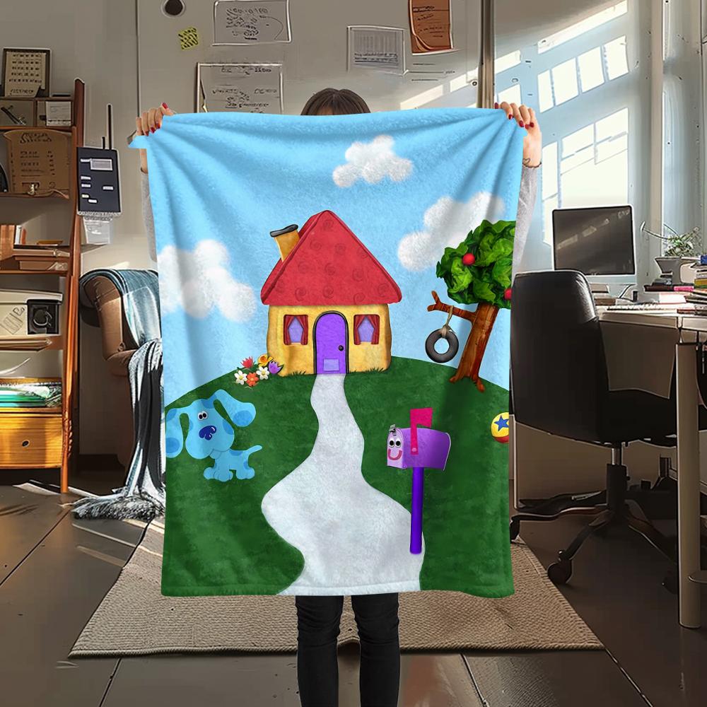 1 Manta de Franela con Estampado de Blue's Clues, Alta Calidad para Todas las Estaciones, Decoración del Hogar, Calidez y Comodidad, Perfecta para Regalos de Navidad