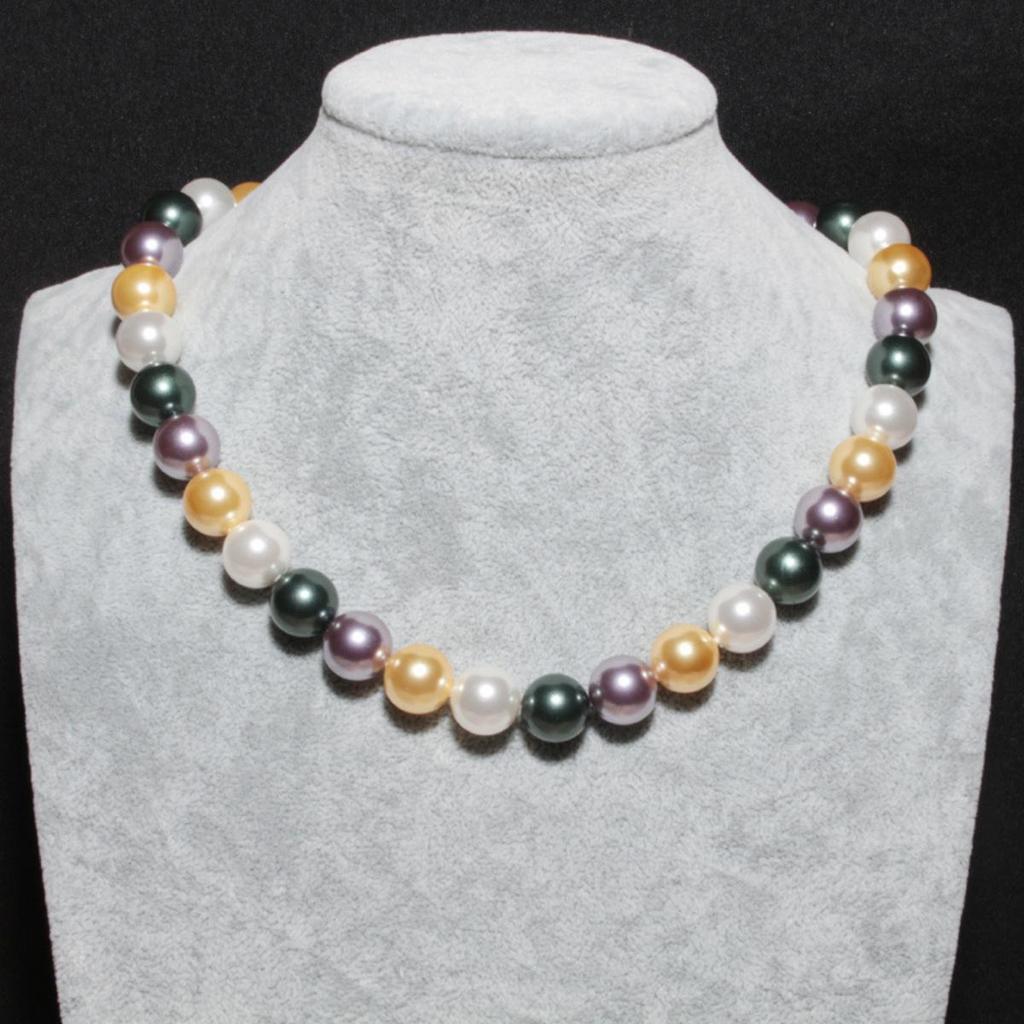 8 10 12 مللي متر الجولة الطبيعية شل اللؤلؤ قلادة تاهيتي الأخضر الأبيض الأرجواني الذهب اللون متعدد الألوان طوق سلسلة الإناث الأمهات الهدايا