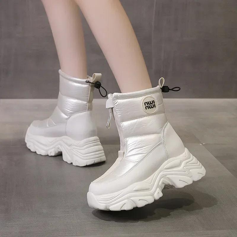 Fashion Winter Plus Fleece Thickened Waterproof Non-slip Snow Boots New Fashion Cotton Boots Thick Sole Inside Elevation Boots