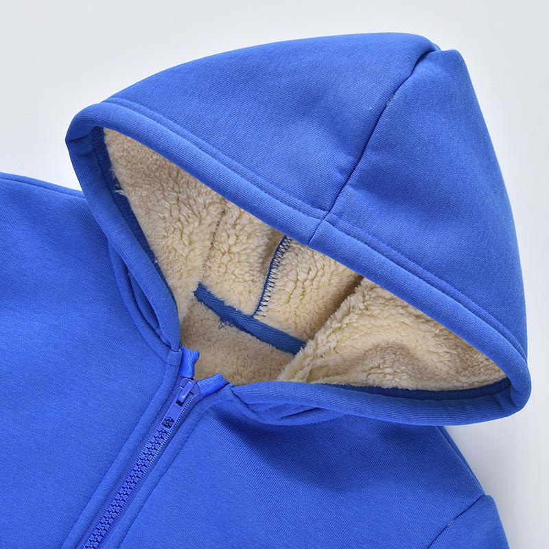 Children's Fall and Winter Long-sleeved Hooded Warm Sweatshirt in Small and Medium Children Solid Color Pullover Sports Tops