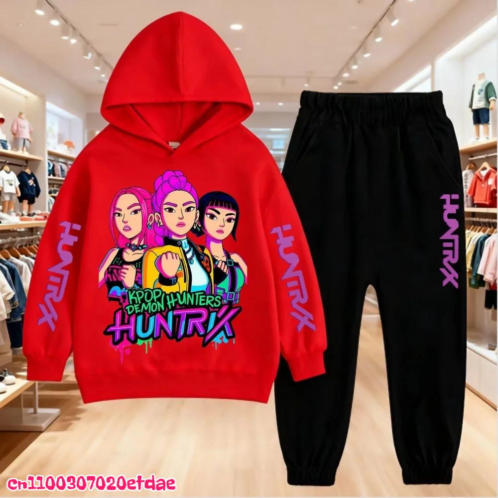 Herbst Winter Kinder Hoodie KPop Dämonenjäger Kleidung Freizeit Oberbekleidung Sweatshirt +Hose Set Jungen Mädchen Geschenk