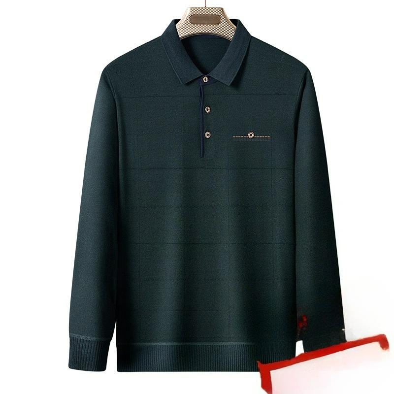 Papa Langarm-T-Shirt Herren Frühling Locker Oberteil Revers Polo Unterhemd