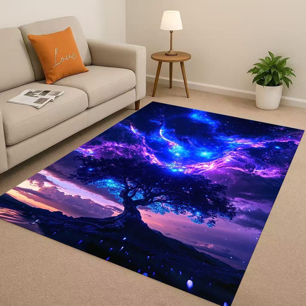 HD Colorful Tree of Life Yggdrasil Celtic Rune Living Room Non-Slip Area Rug Carpet for Bedroom Playroom Sofa,Home Decor Doormat