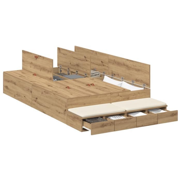 VidaXL Cadre de lit de rangement Chêne artisanal 120x200 cm 3335636