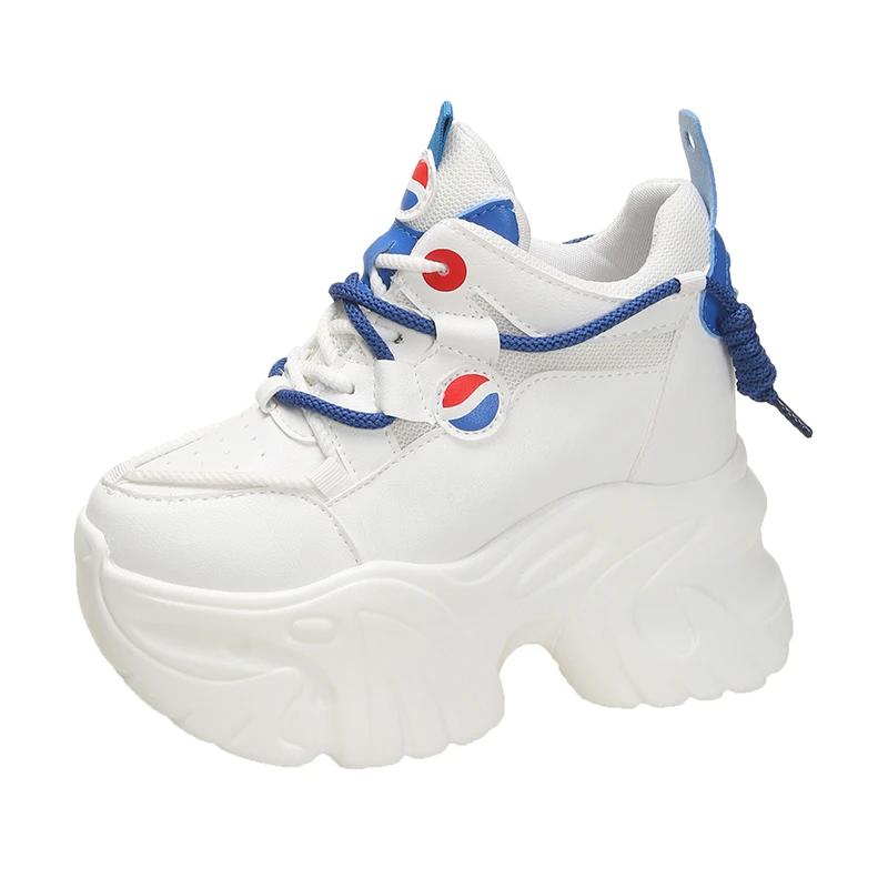 Fashion Fashion Women Leather Chunky Sneakers New Autumn Hidden Heels Casual Sport Dad Shoes 11CM Thick Sole Platform Sneaker Woman