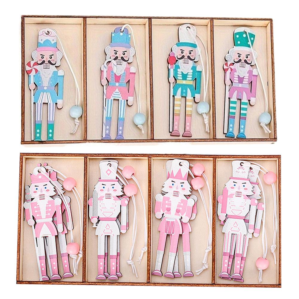 Set mit 8 Weihnachtsnussknacker Holz Partyanhängern Macaron Rosa 3 54IN
