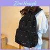 Black Large Capacity Campus Backpack Unisex Travel Bag Waterproof Nylon Material