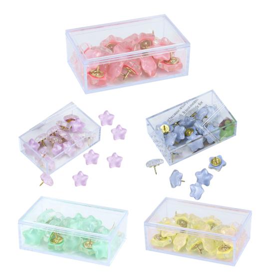 20 pezzi di puntine da disegno con glitter a forma di stella con scatola di immagazzinaggio, puntine da disegno scintillanti per bacheca, bacheca in sughero, parete fotografica, ufficio o casa