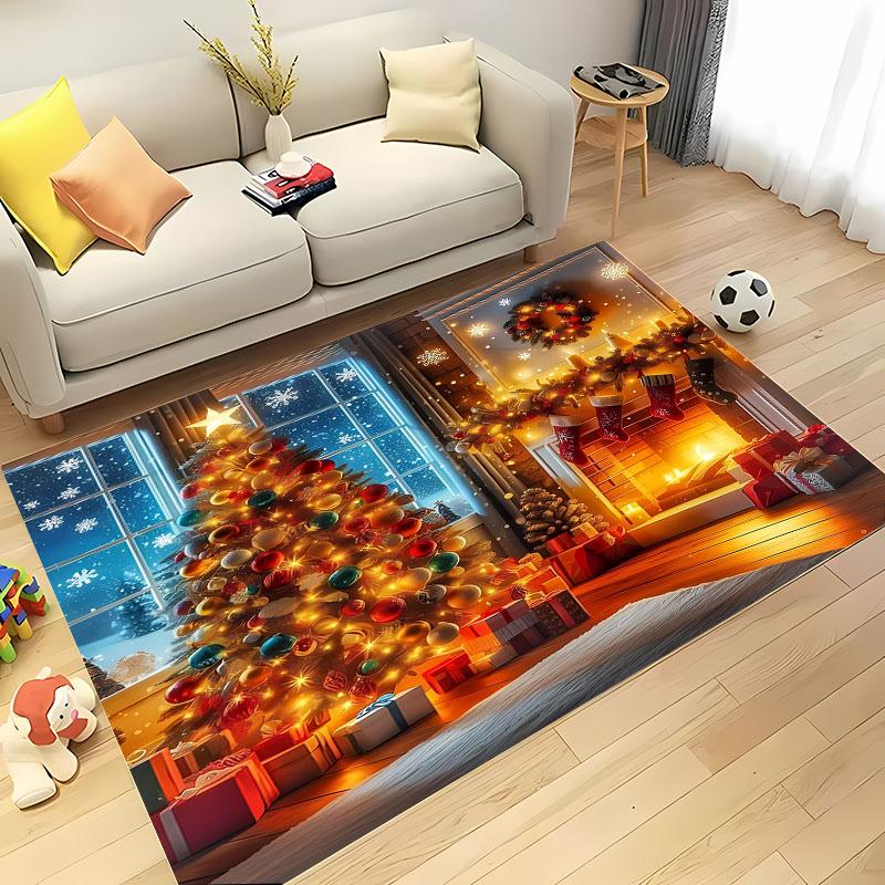 3D HD Printing Christmas Large Area Carpet for Living Room Cartoon Children's Bedroom Sofa Doormat Floor Rug Anti-slip Decor Mat
