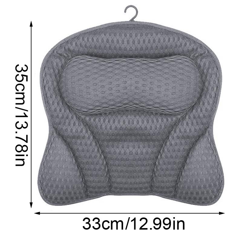 1Pc Non-slip Luxury Polyester Fiber Waterproof Bath Pillow Solid Color Cushion Home Spa Bathtub Headrest