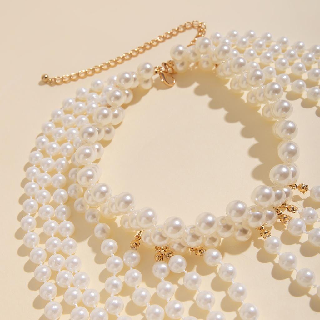 Comfortable Imitation Pearls Shoulder Chain for Birthdays Holidays Wedding Jewelry Accessory for Women Girls