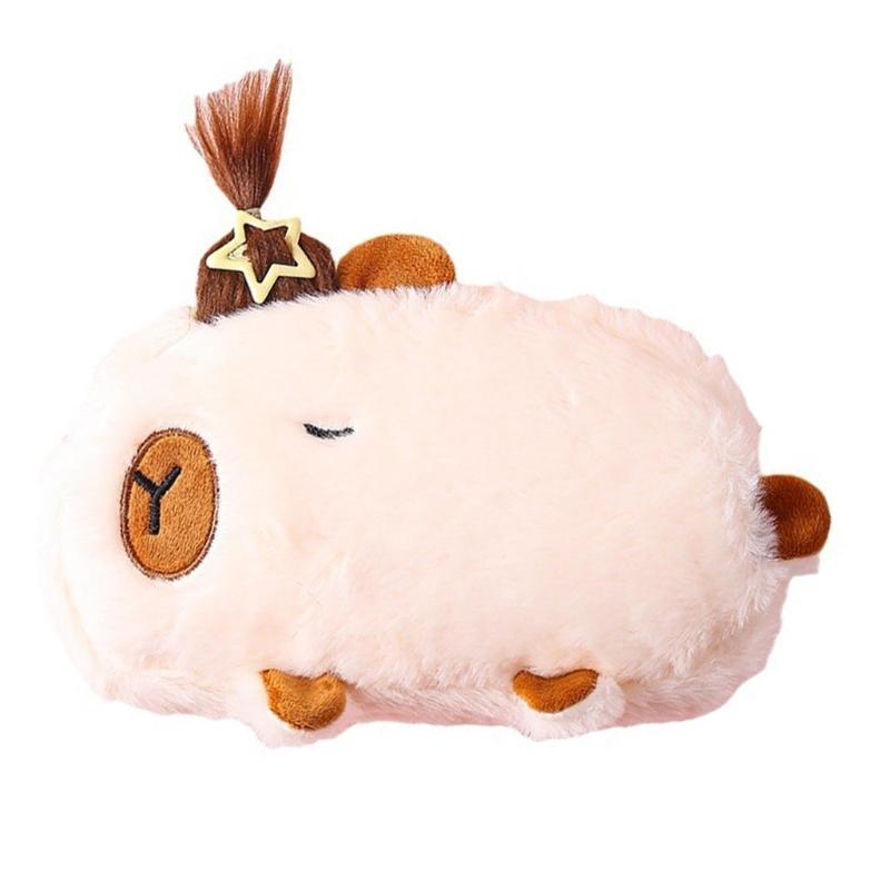 

Cartoon Plush Pen Bag Big Capacity Pencil Case, Plush Stationeries Bag Pen Case Zippered Pen Bag Gift for Student Kid бежевый