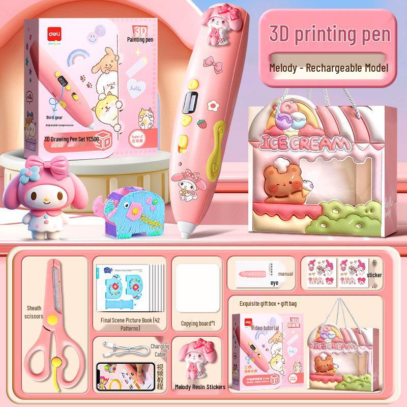 

Deli 3D Printer Pen for Kids: Low-Temp, Wireless Charging Graffiti Tool