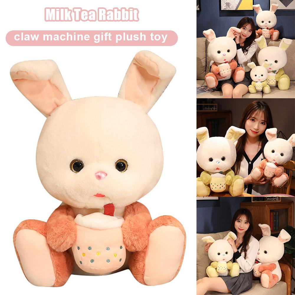 Cute Milk Tea Rabbit Plush Toy Stuffed Animal Bunny Doll Soft Pillow Kids Gifts