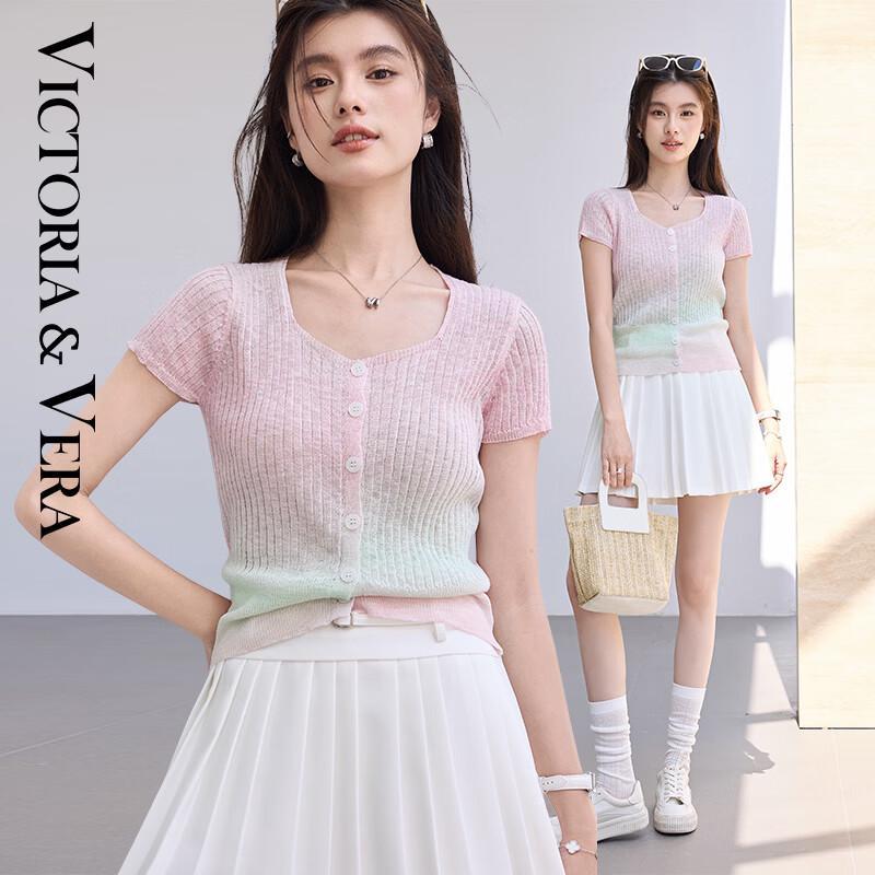 VICTORIA&VERA Градиентный вязаный топ с коротким рукавом L