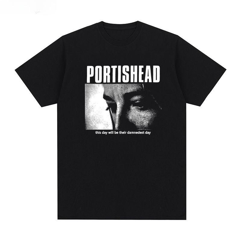 

Portishead British Band s Retro and Nostalgic Dummy T-shirt with Male Female Letters, European American Graffiti in Black White 4XL
