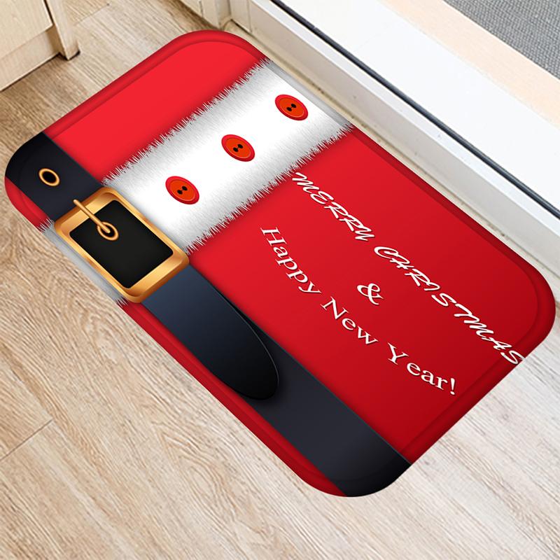 Merry Christmas and New Year Home Decoration Entrance Door Mat Bathroom Kitchen Non-Slip Floor Mat Living Room Hallway Carpet