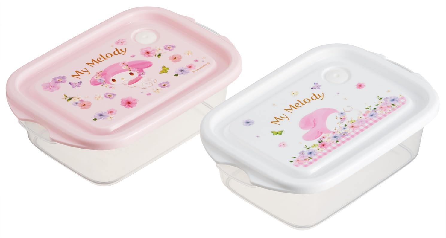 

Skater Sealable Containers, 500ml, Made in Japan, Set of 2, Sanrio My Melody, Pastel Vivid Watercolor Floral Print, for Girls (FCN2W-A)