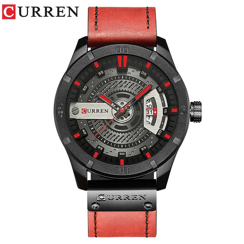 Curren 8301 Herren Wasserdichte Leder Quarz Uhr mit Datum
