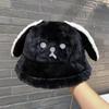 Korean Oversized Puppy Hat Winter Women Plush Hats Cute Doggie Ear Bucket Hat  Lady