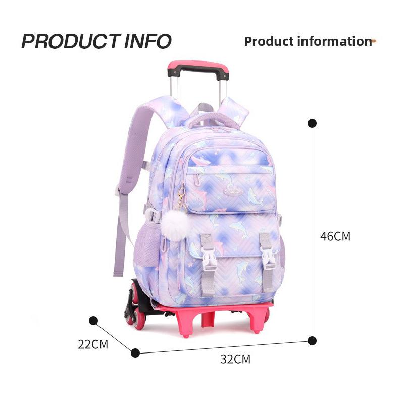 Zaino Scolastico con Ruote Zaino Trolley per Bambine Studentesse Zaino a Ruote Trolley Borsa Scolastica Trolley da Viaggio Bagaglio