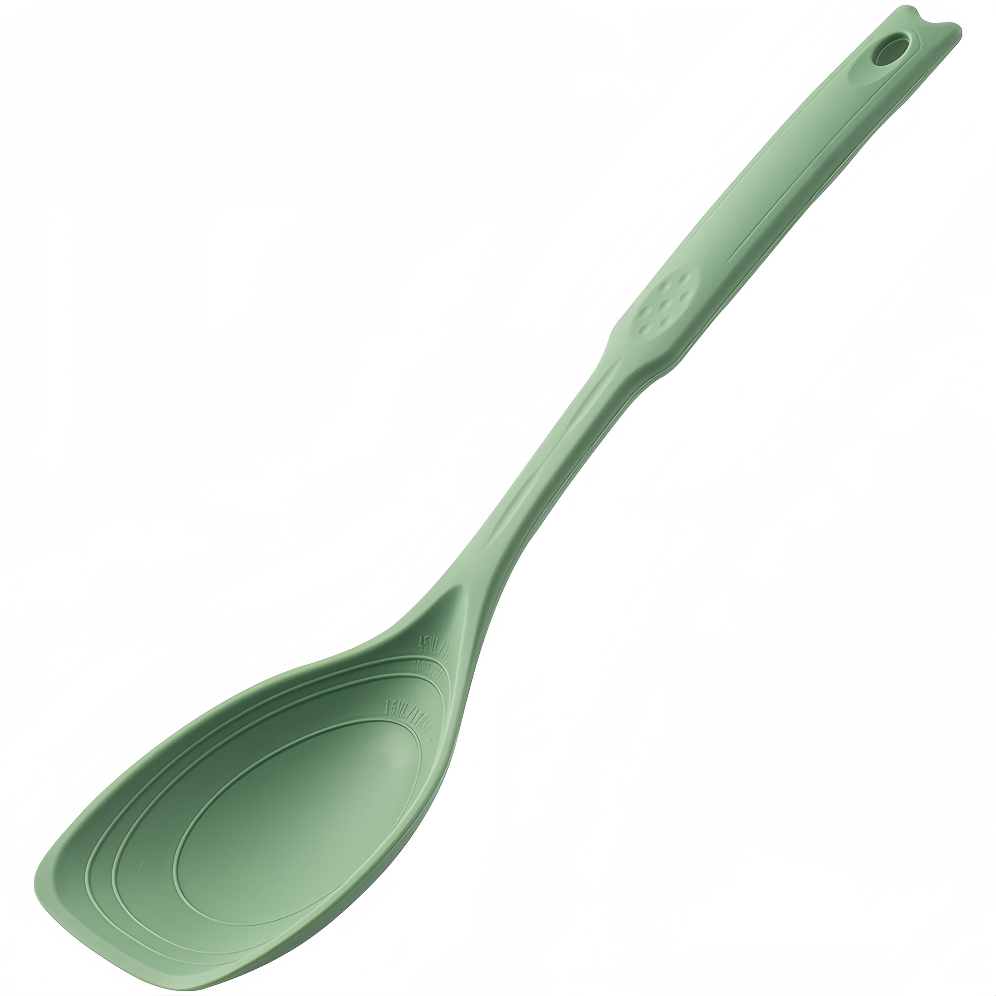 

2 in 1 Silicone Spatula Spoon Heat-Resistant Stir-Fry Vegetable Shovel Food Grade Non-Stick Soup Spoon Kitchen Accessories зелёный