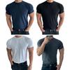 Summer Men Top Sweat Absorption Quick-drying Short Sleeves O Neck Slim Fit Solid Color Thin Breathable Elastic Casual Pullover D