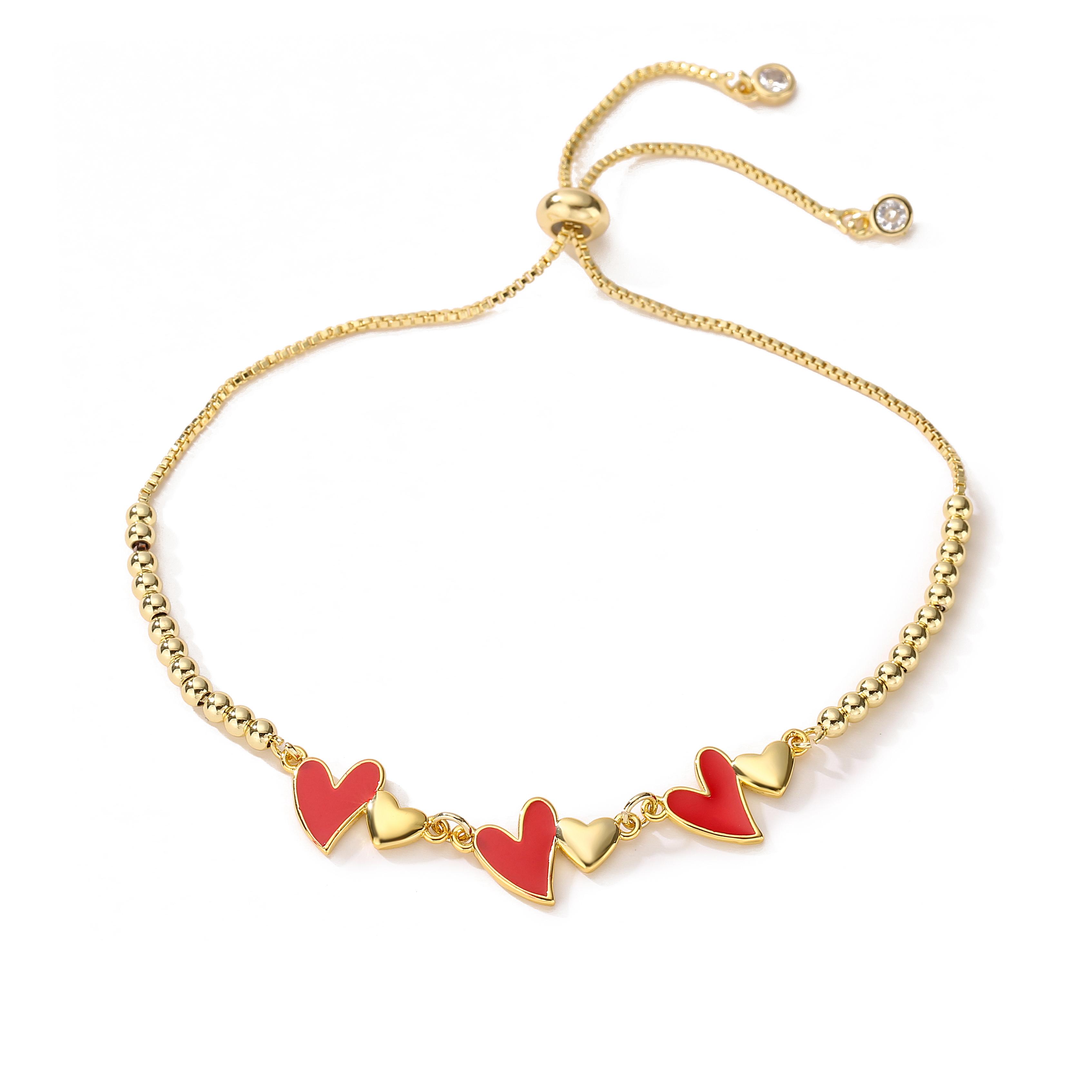 

HECHENG,charms heart bracelet for women bangles beads femme gifts for women female brass Zircon bracelet friendship bracelet красный