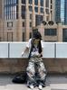 European and American D Digital Direct Injection Chain Fake Two-piece Jeans Men's and Women's Punk Light Sub-style Wide-leg Floor Pants