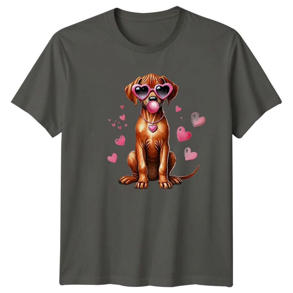 Dog Heart Sunglasses Bubblegum Valentines Day Animals Unisexs TShirt Unisexs Tee S