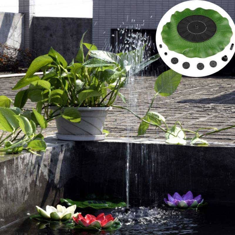 Lotus Leaf Style Solar Fountain For Garden Pond Water Feature With Floating Design