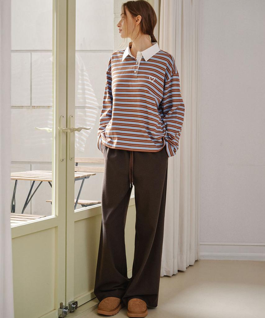 MALOUPE 2168 Brushed Four-Way Stretch Wide Pants (Brown)